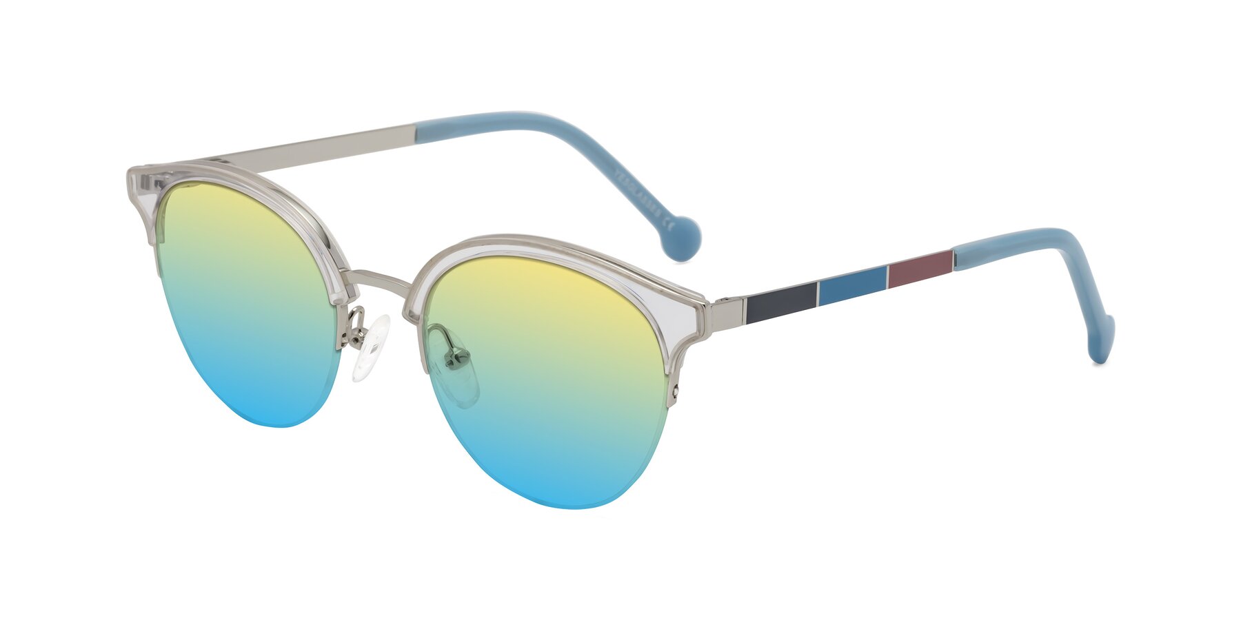 Angle of Icream in Clear-Silver with Yellow / Blue Gradient Lenses