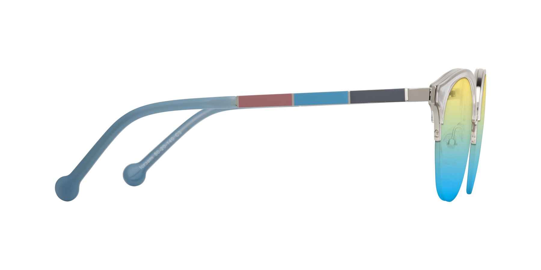 Side of Icream in Clear-Silver with Yellow / Blue Gradient Lenses