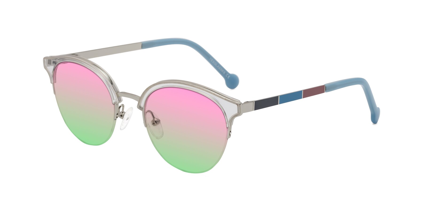 Angle of Icream in Clear-Silver with Pink / Green Gradient Lenses