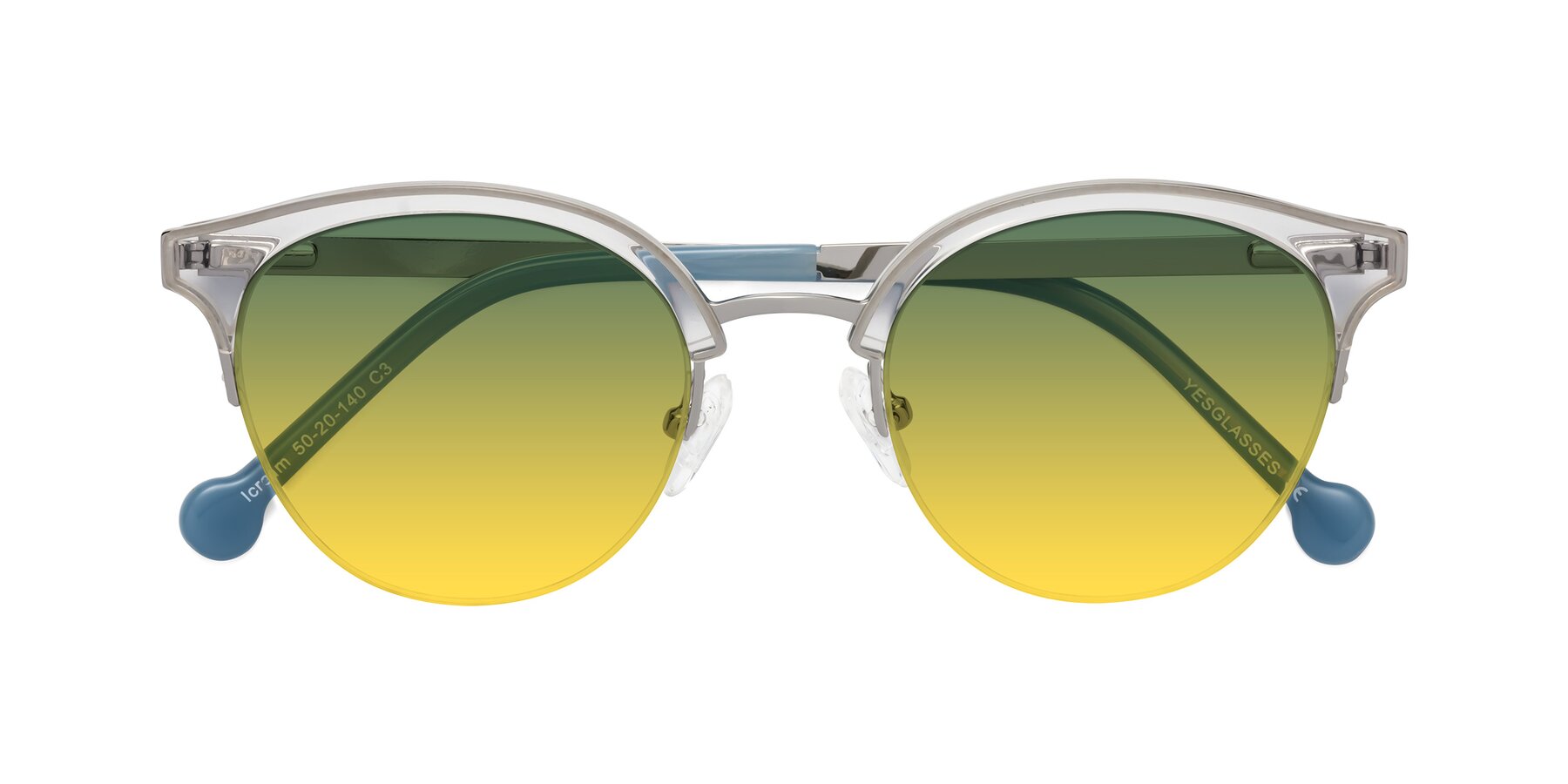 Folded Front of Icream in Clear-Silver with Green / Yellow Gradient Lenses