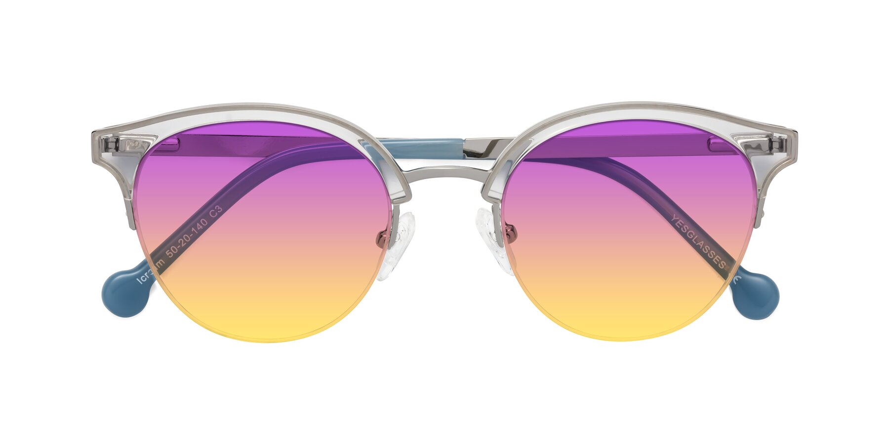 Folded Front of Icream in Clear-Silver with Purple / Yellow Gradient Lenses