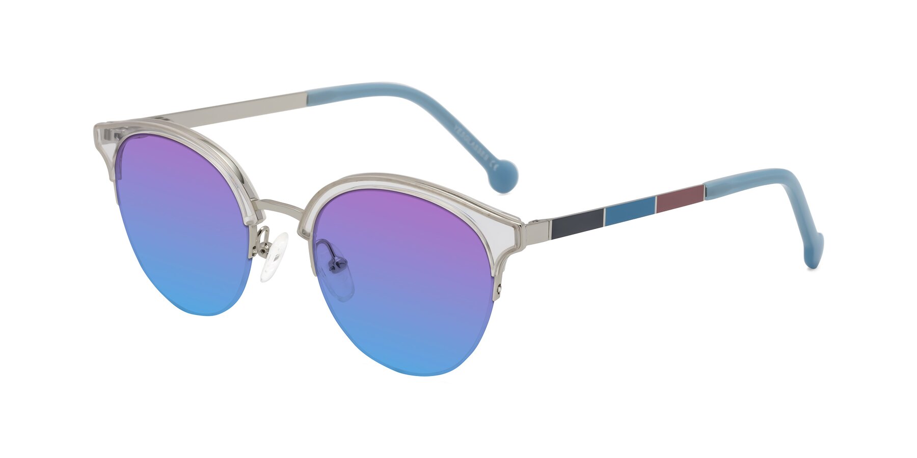 Angle of Icream in Clear-Silver with Purple / Blue Gradient Lenses