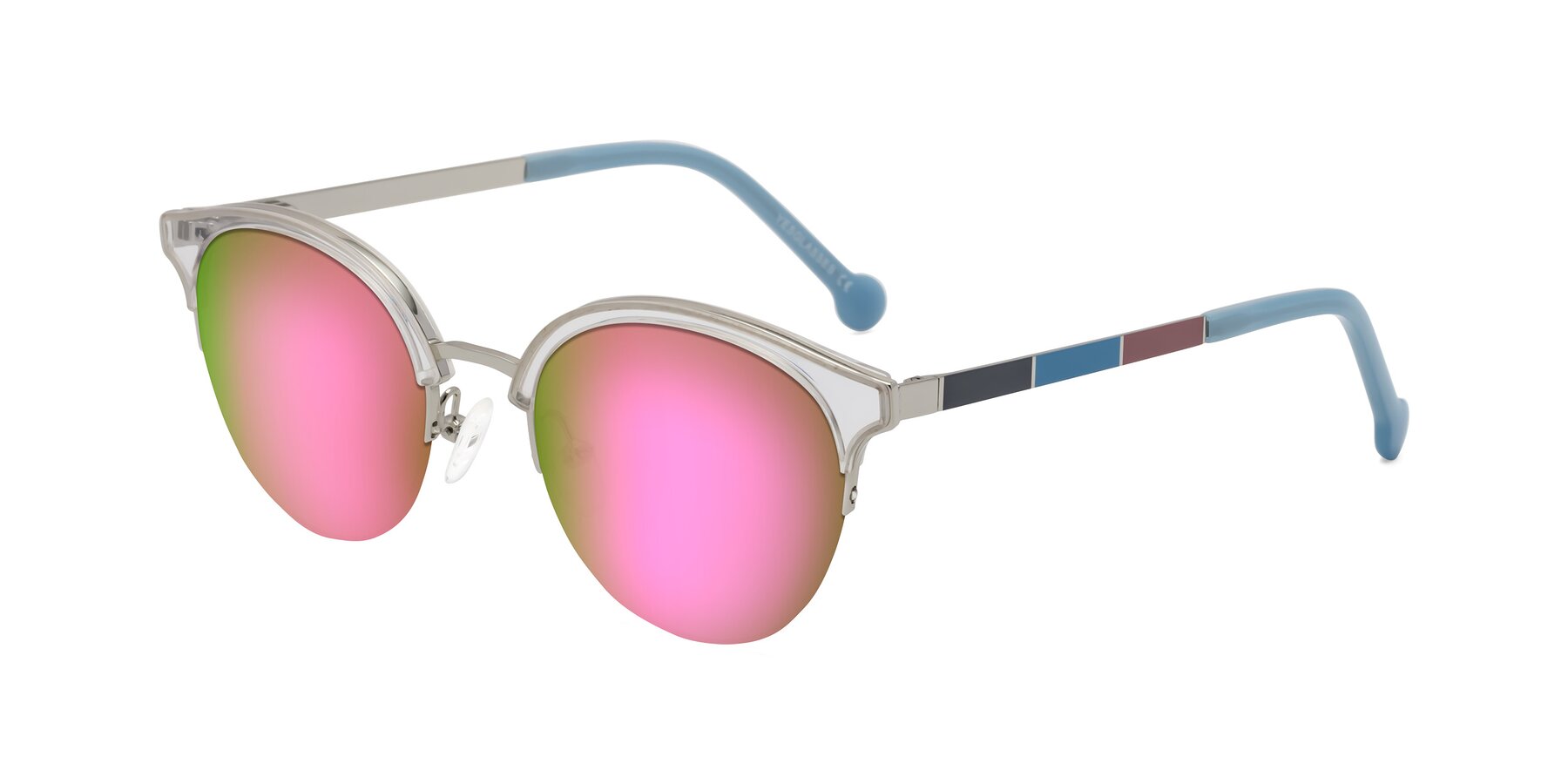 Angle of Icream in Clear-Silver with Pink Mirrored Lenses