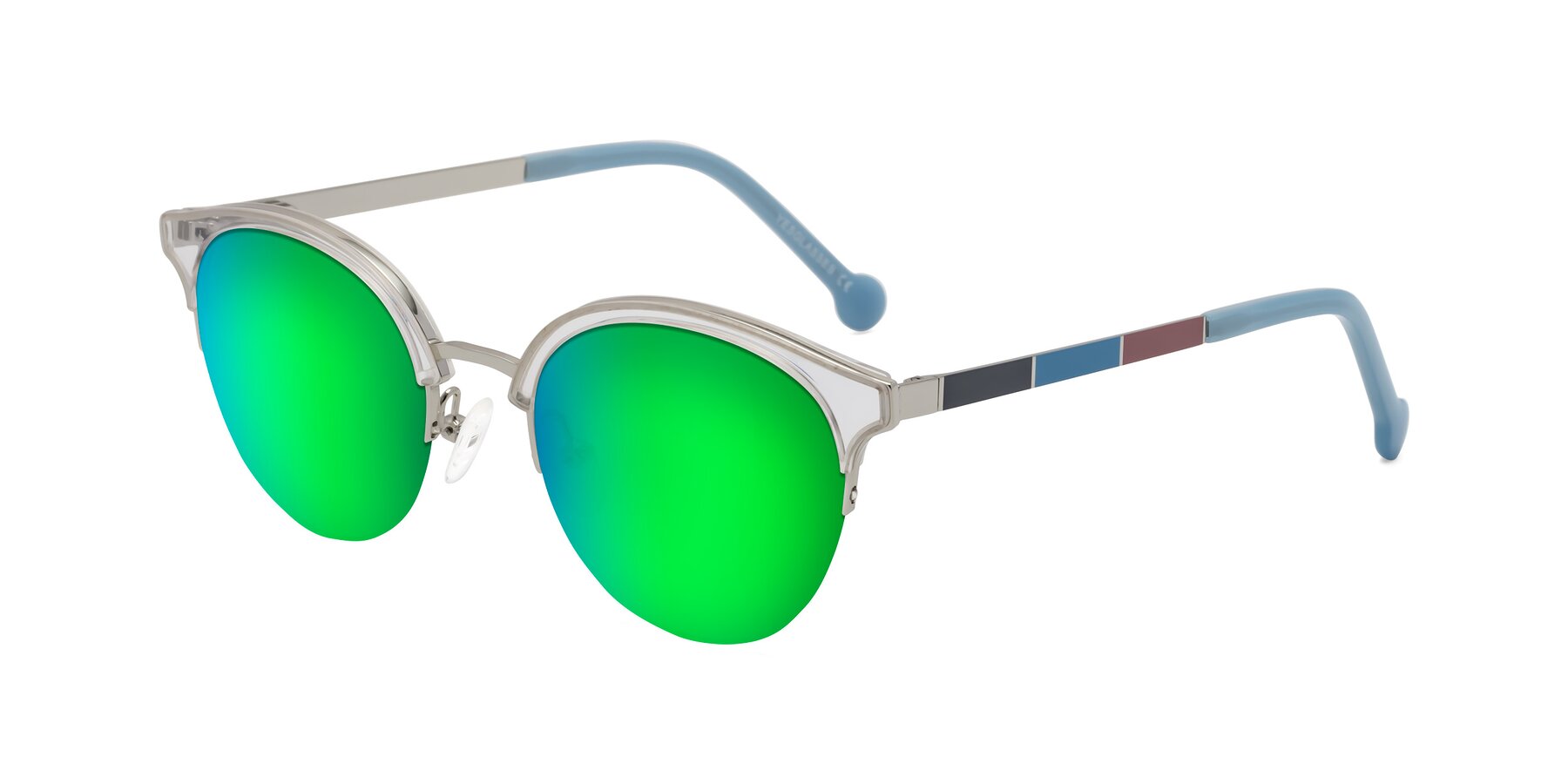 Angle of Icream in Clear-Silver with Green Mirrored Lenses