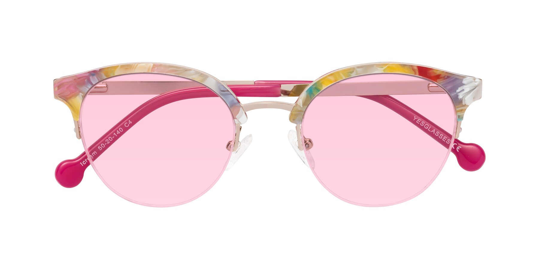 Folded Front of Icream in Fruit-Rose Gold with Light Pink Tinted Lenses