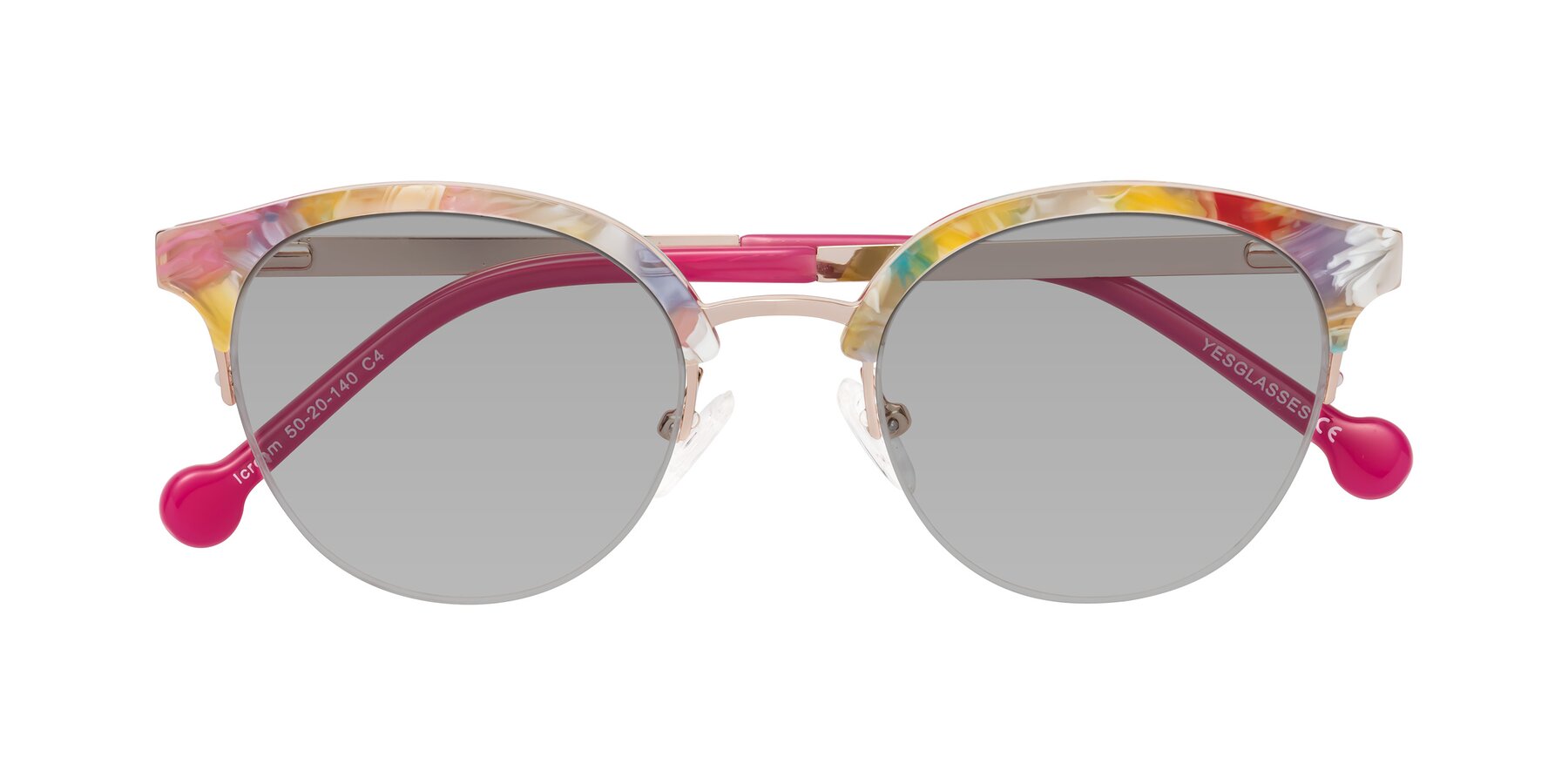 Folded Front of Icream in Fruit-Rose Gold with Light Gray Tinted Lenses