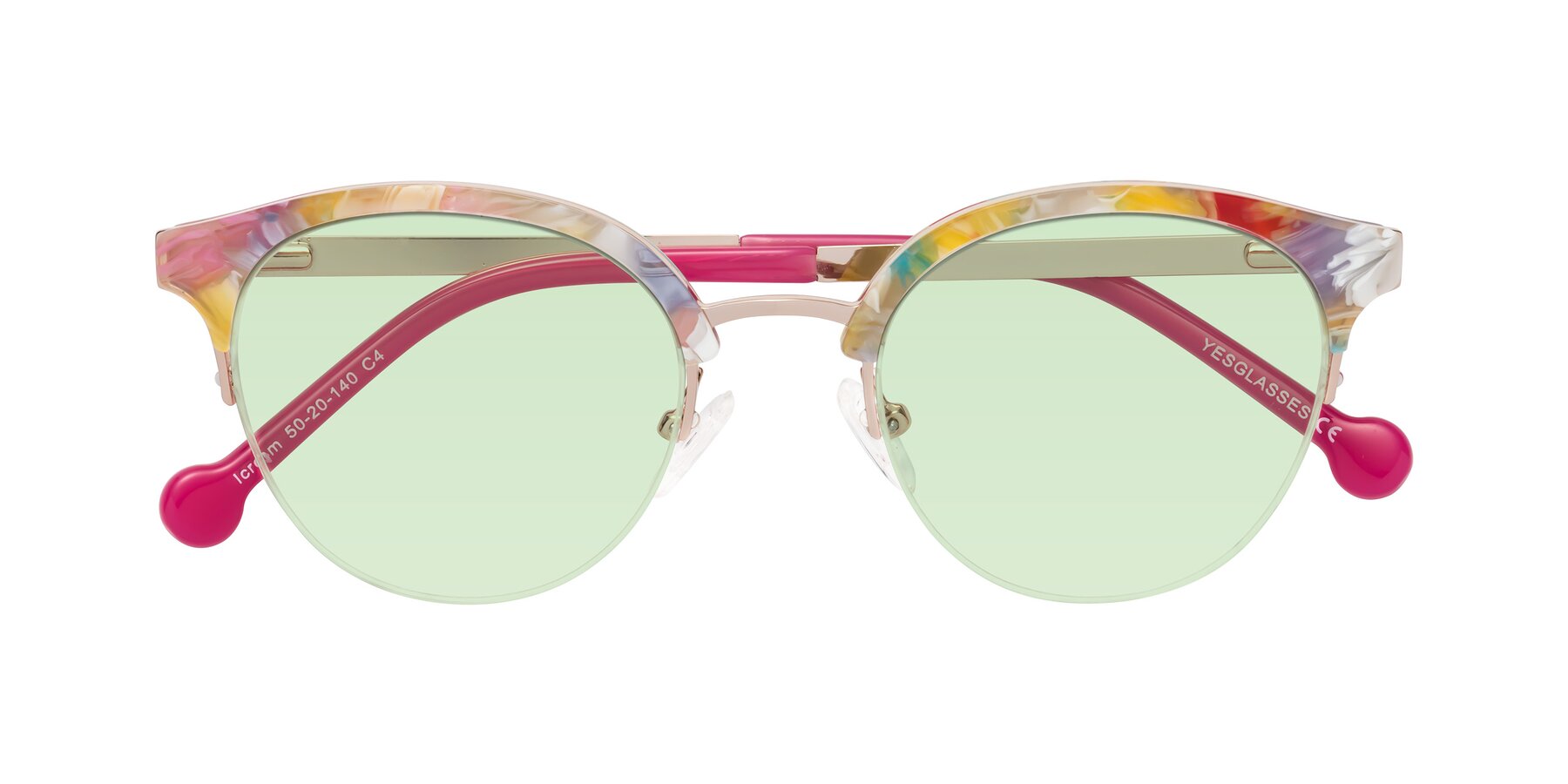 Folded Front of Icream in Fruit-Rose Gold with Light Green Tinted Lenses