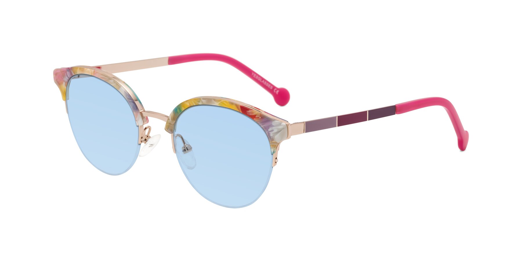 Angle of Icream in Fruit-Rose Gold with Light Blue Tinted Lenses