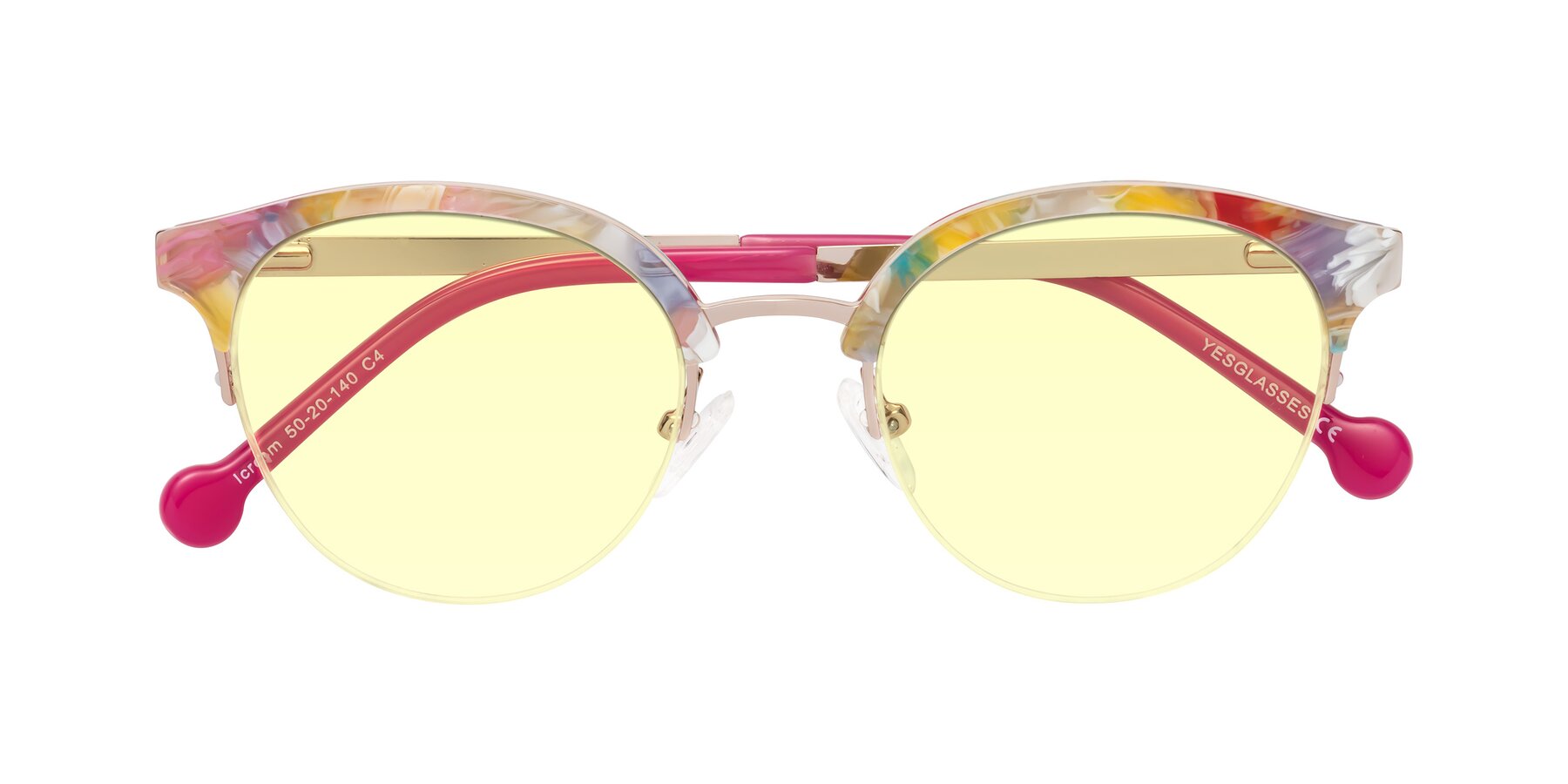 Folded Front of Icream in Fruit-Rose Gold with Light Yellow Tinted Lenses