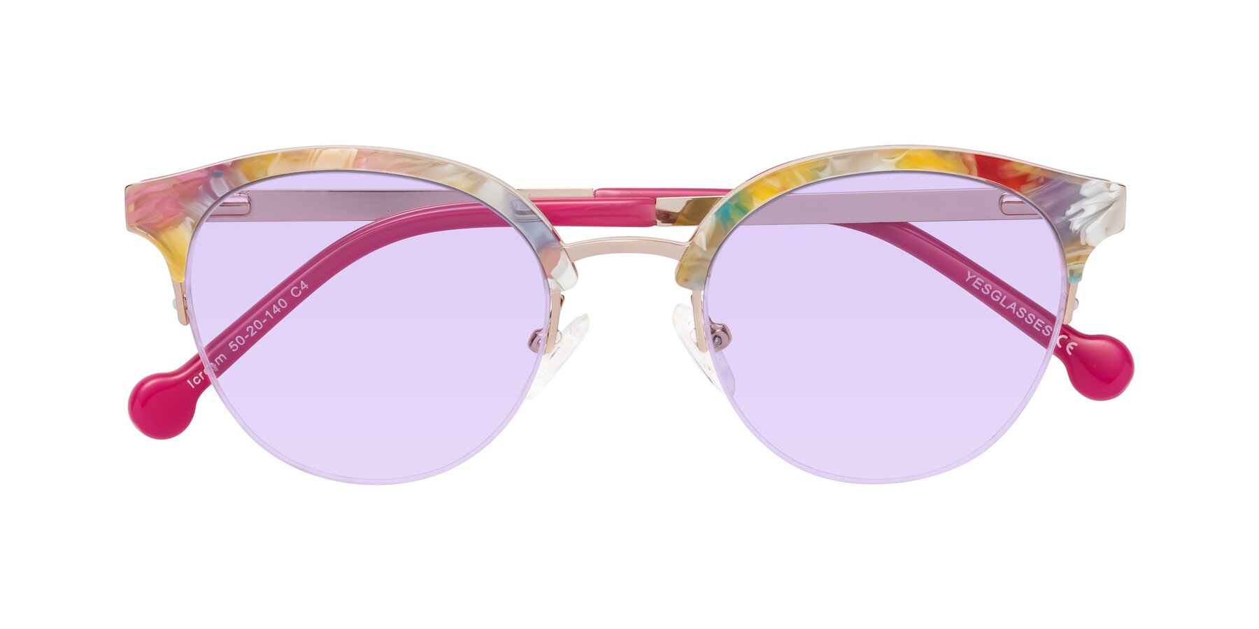 Folded Front of Icream in Fruit-Rose Gold with Light Purple Tinted Lenses