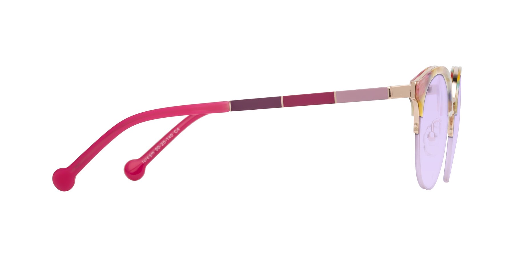 Side of Icream in Fruit-Rose Gold with Light Purple Tinted Lenses