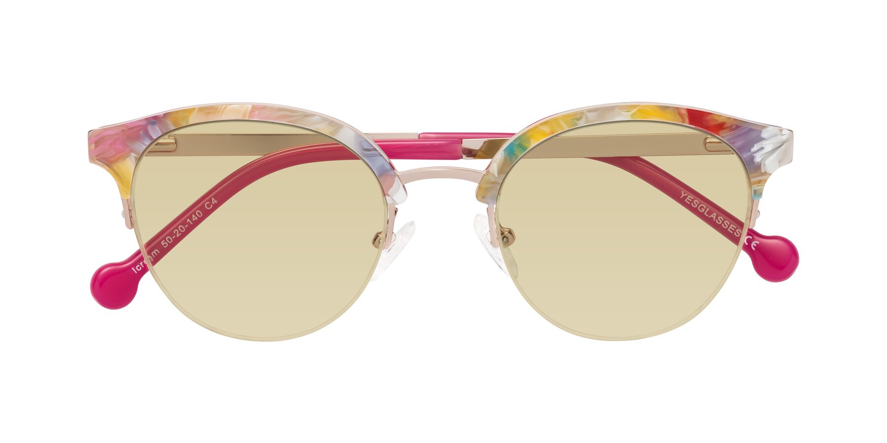 Folded Front of Icream in Fruit-Rose Gold with Light Champagne Tinted Lenses