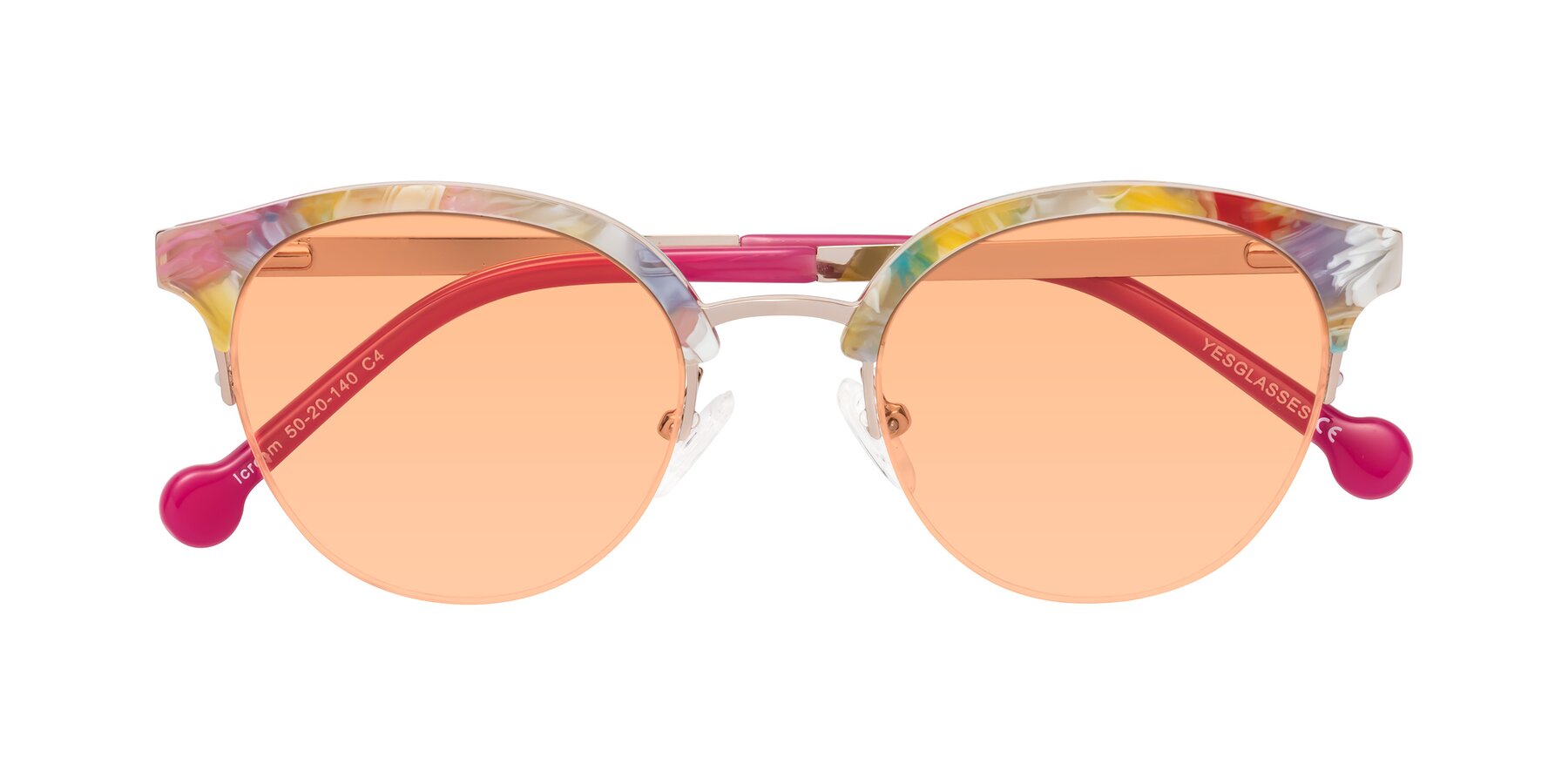 Folded Front of Icream in Fruit-Rose Gold with Light Orange Tinted Lenses