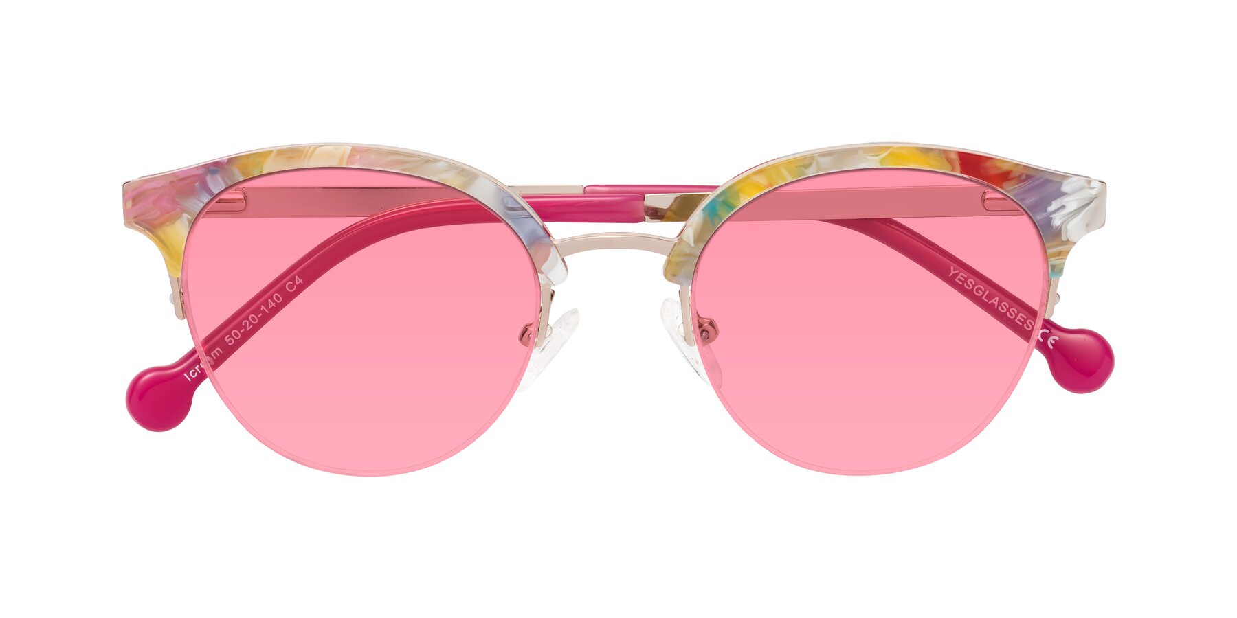 Folded Front of Icream in Fruit-Rose Gold with Pink Tinted Lenses