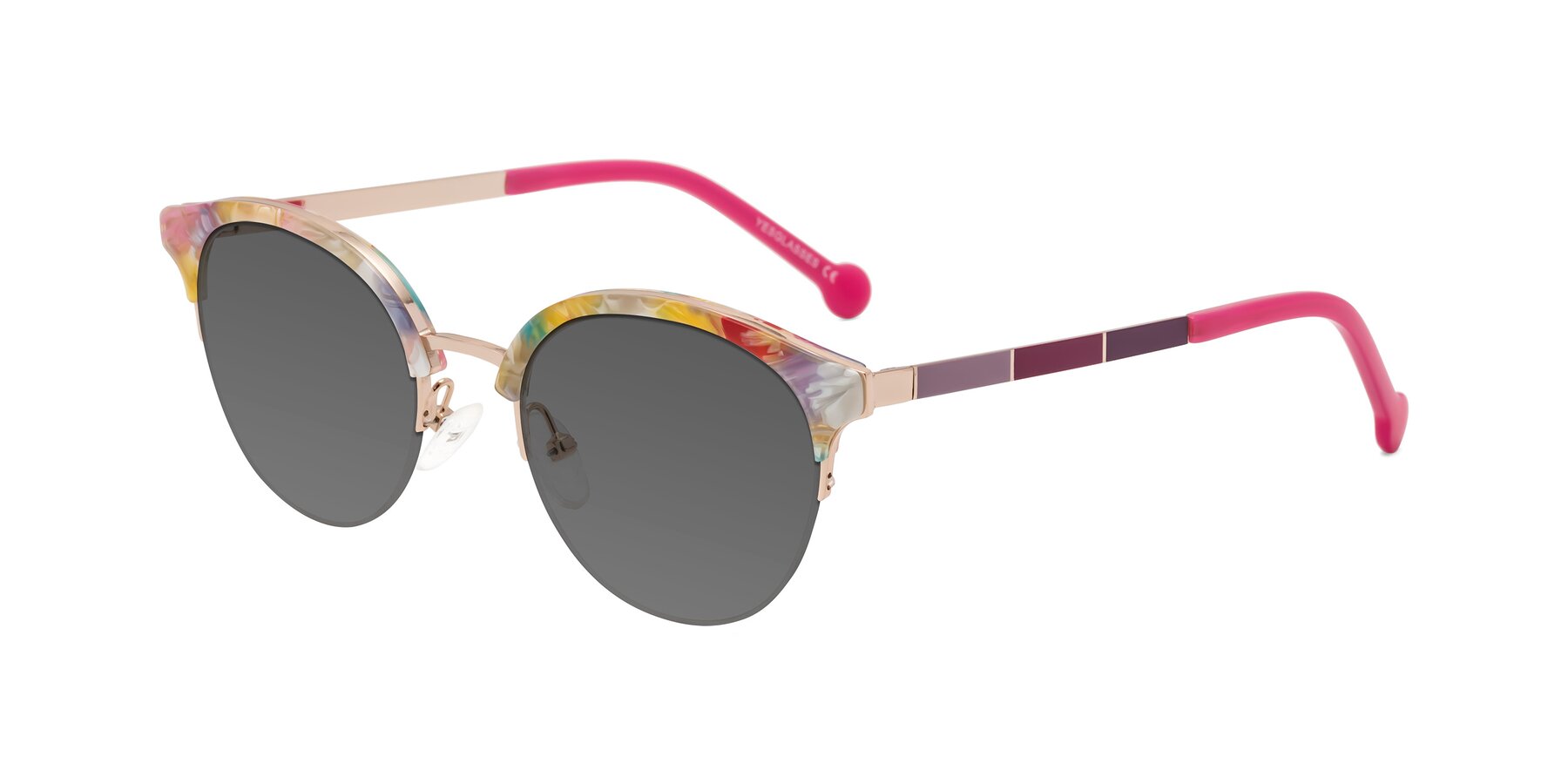 Angle of Icream in Fruit-Rose Gold with Medium Gray Tinted Lenses