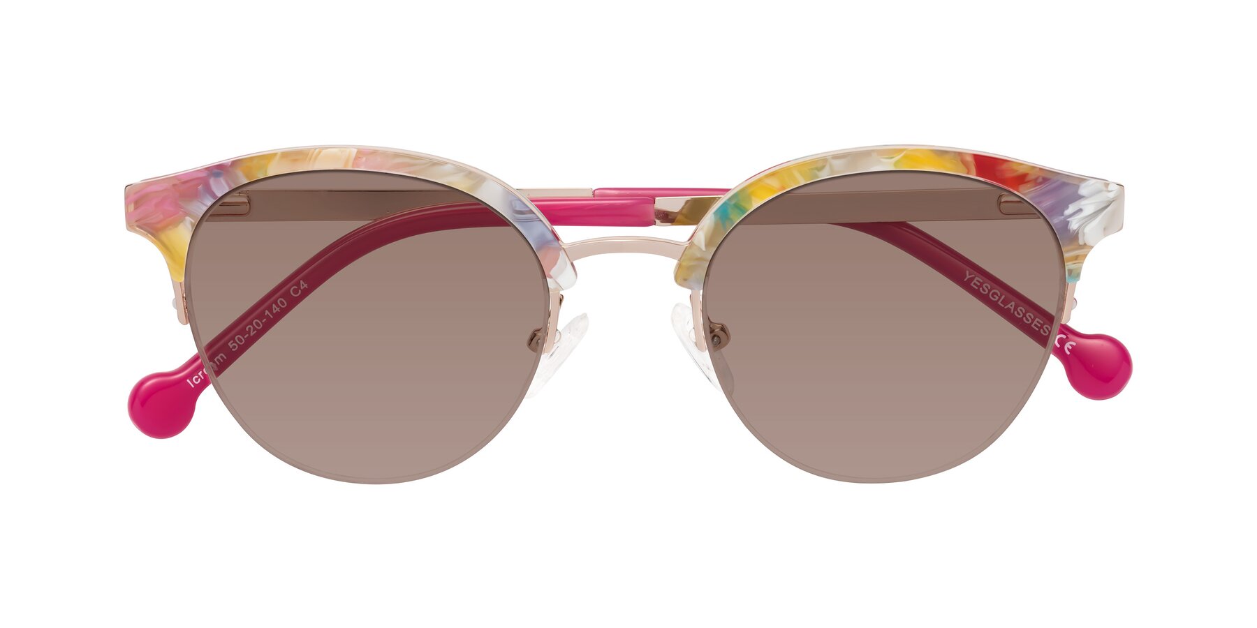 Folded Front of Icream in Fruit-Rose Gold with Medium Brown Tinted Lenses