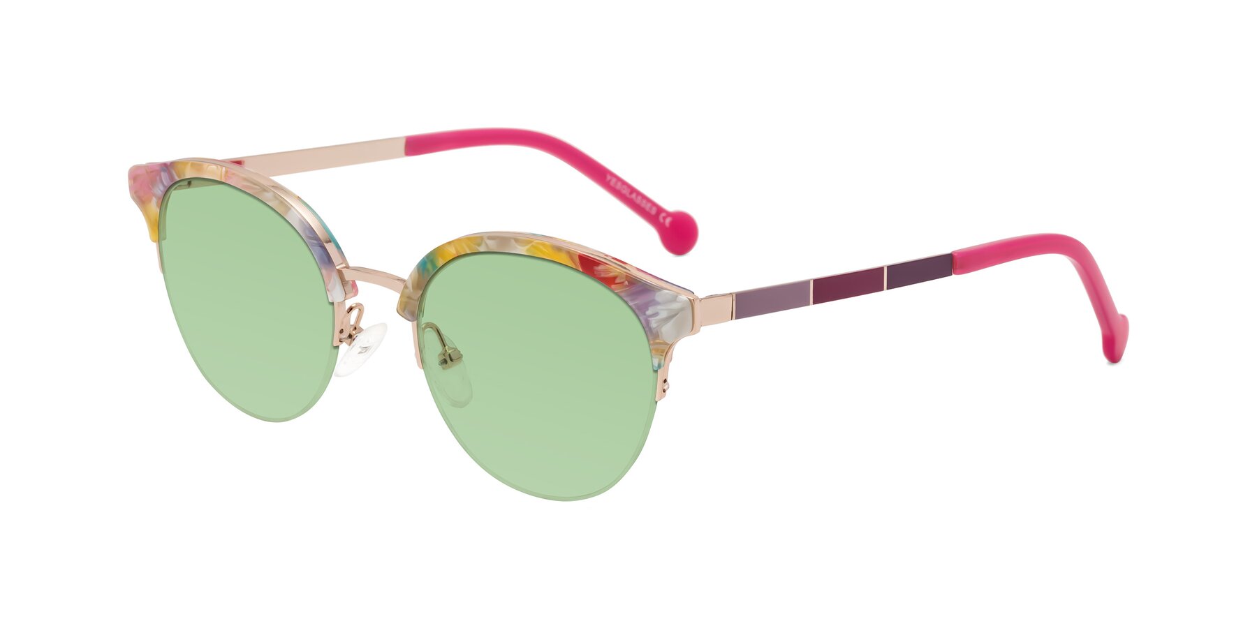 Angle of Icream in Fruit-Rose Gold with Medium Green Tinted Lenses