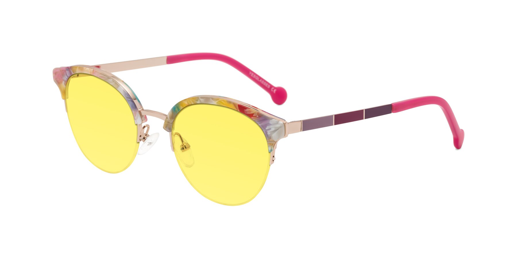 Angle of Icream in Fruit-Rose Gold with Medium Yellow Tinted Lenses