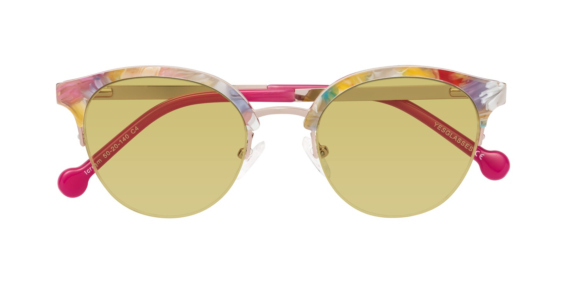 Folded Front of Icream in Fruit-Rose Gold with Medium Champagne Tinted Lenses