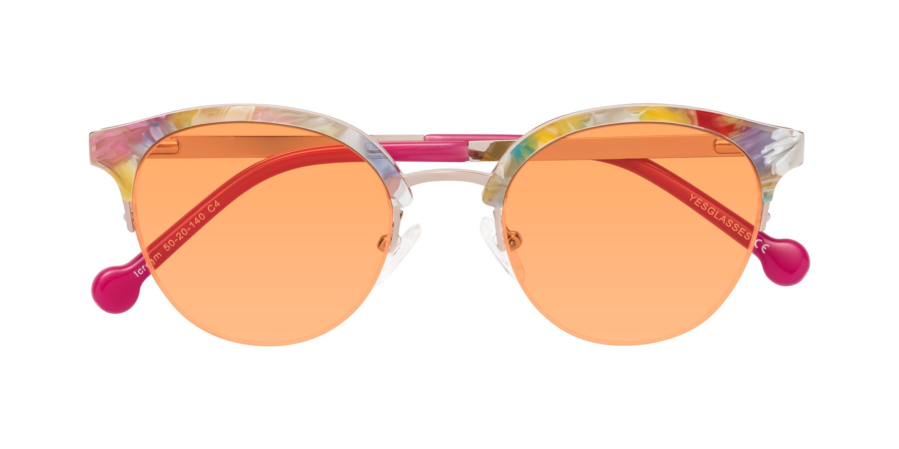 Folded Front of Icream in Fruit-Rose Gold with Medium Orange Tinted Lenses