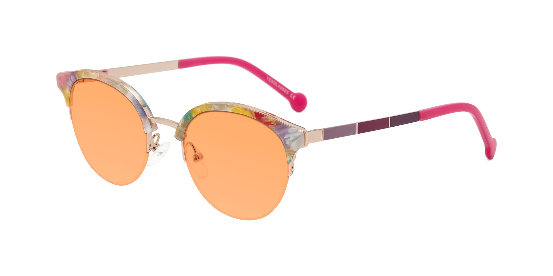 Angle of Icream in Fruit-Rose Gold with Medium Orange Tinted Lenses