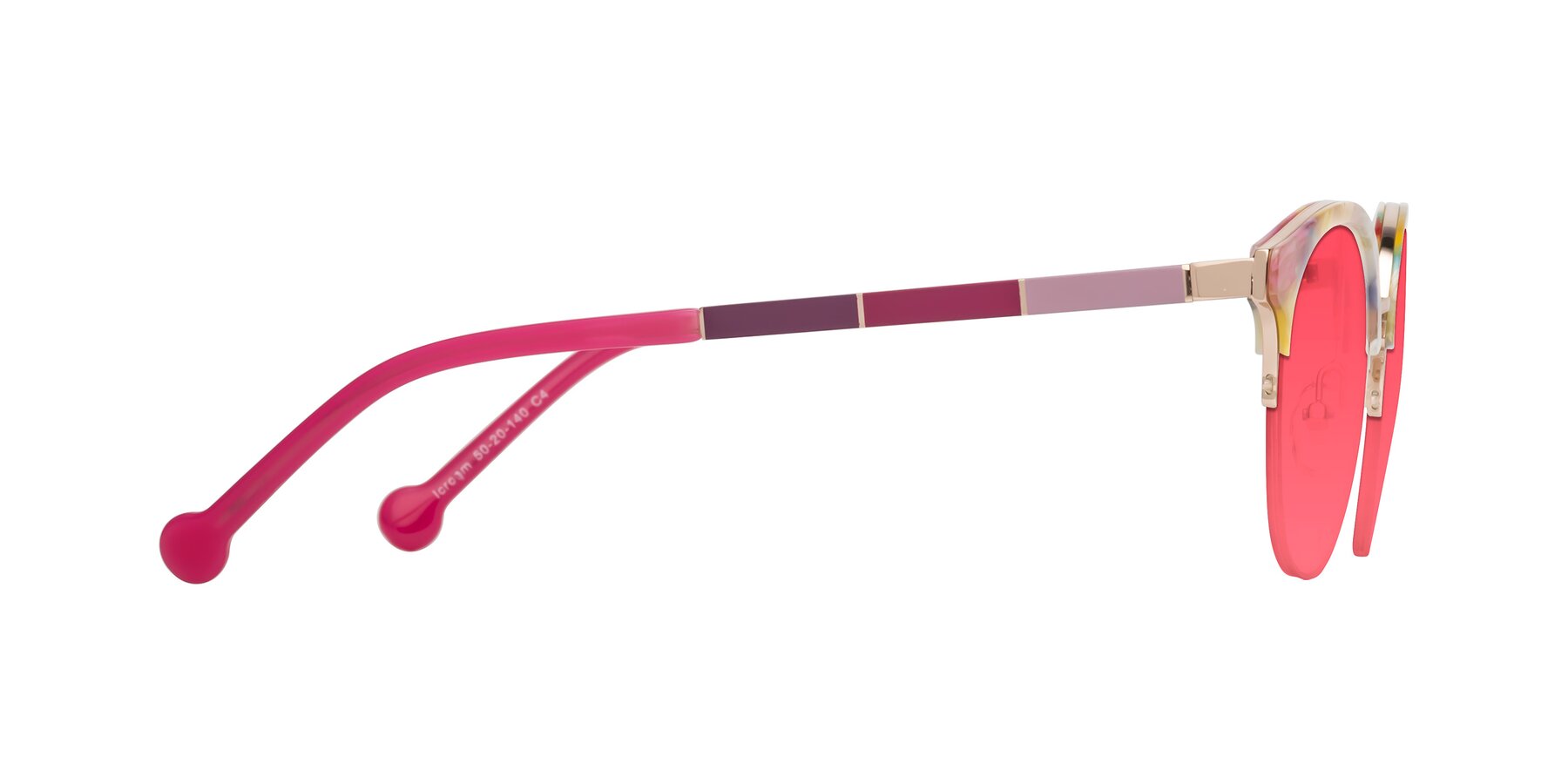 Side of Icream in Fruit-Rose Gold with Red Tinted Lenses