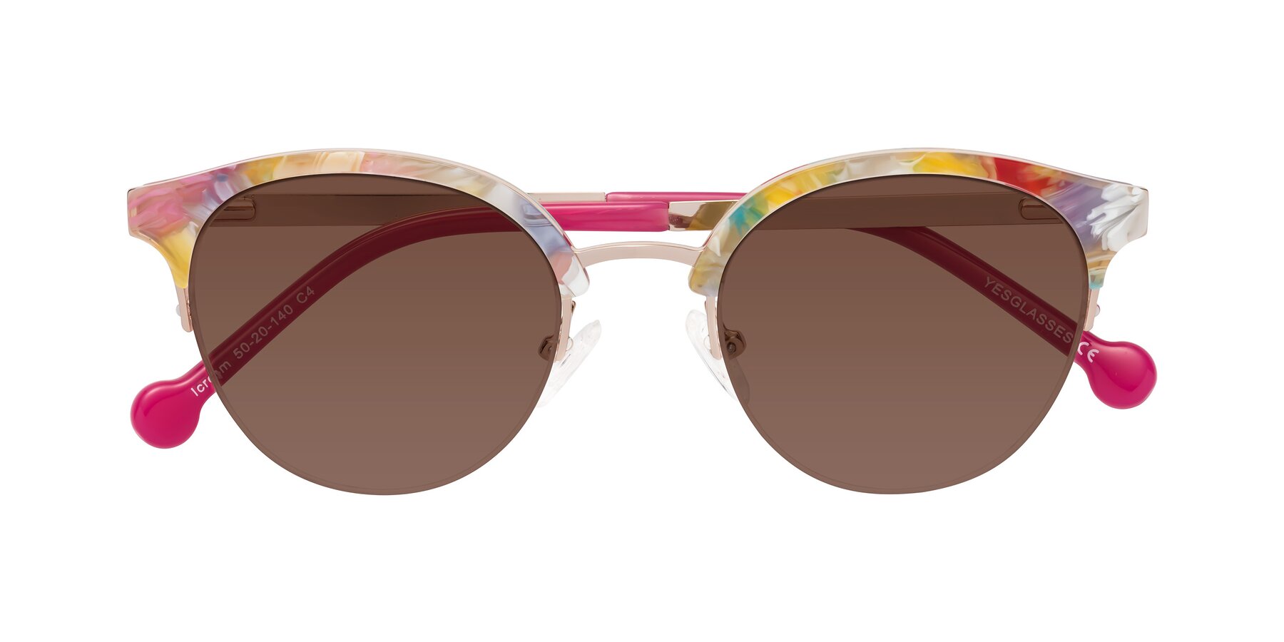 Folded Front of Icream in Fruit-Rose Gold with Brown Tinted Lenses