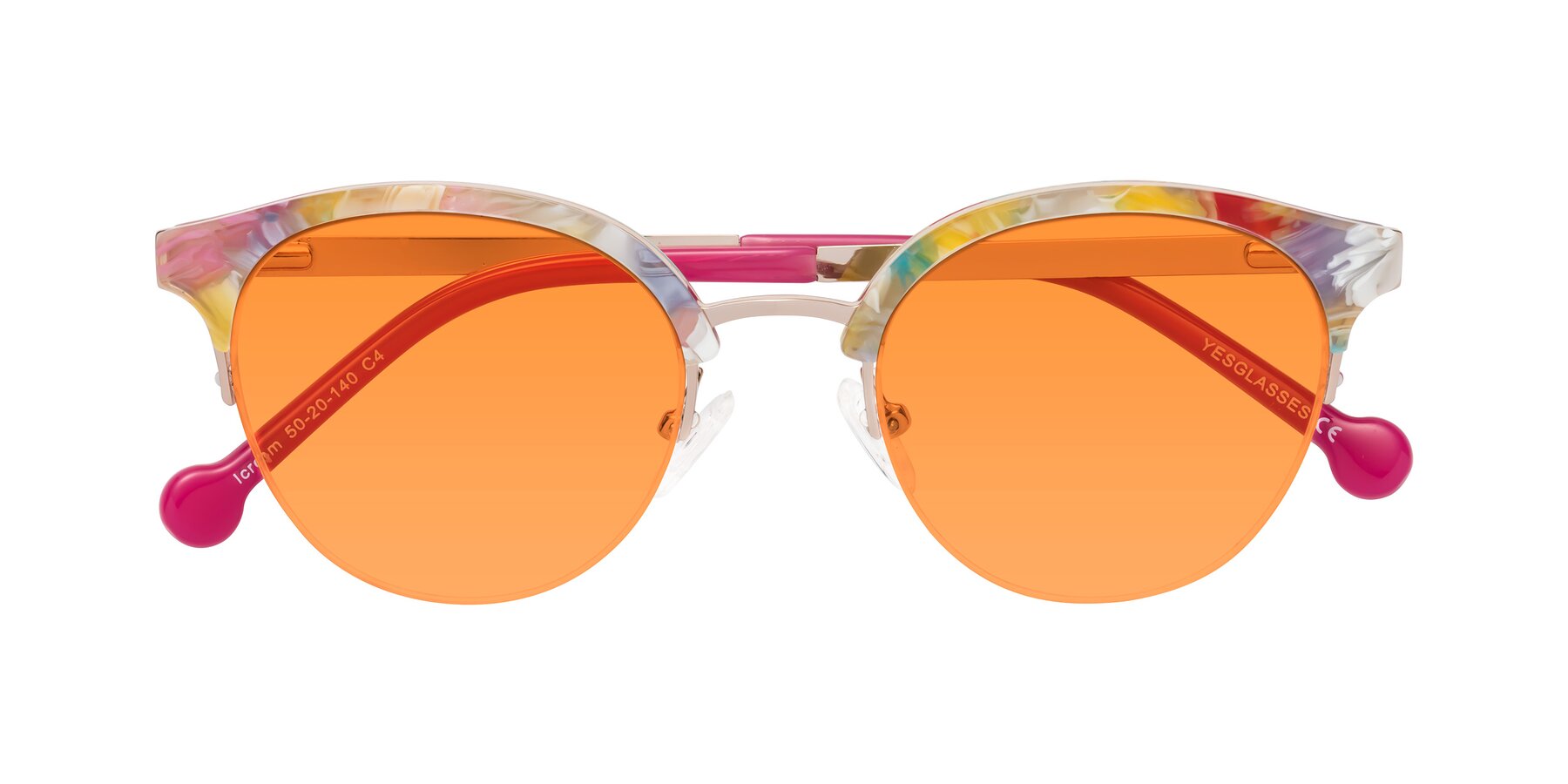 Folded Front of Icream in Fruit-Rose Gold with Orange Tinted Lenses