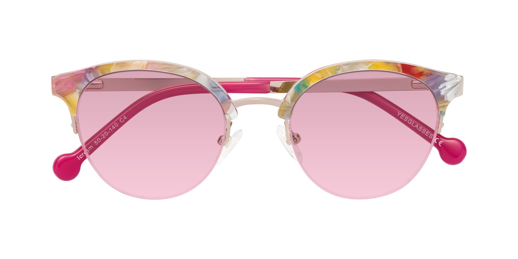 Folded Front of Icream in Fruit-Rose Gold with Light Wine Tinted Lenses