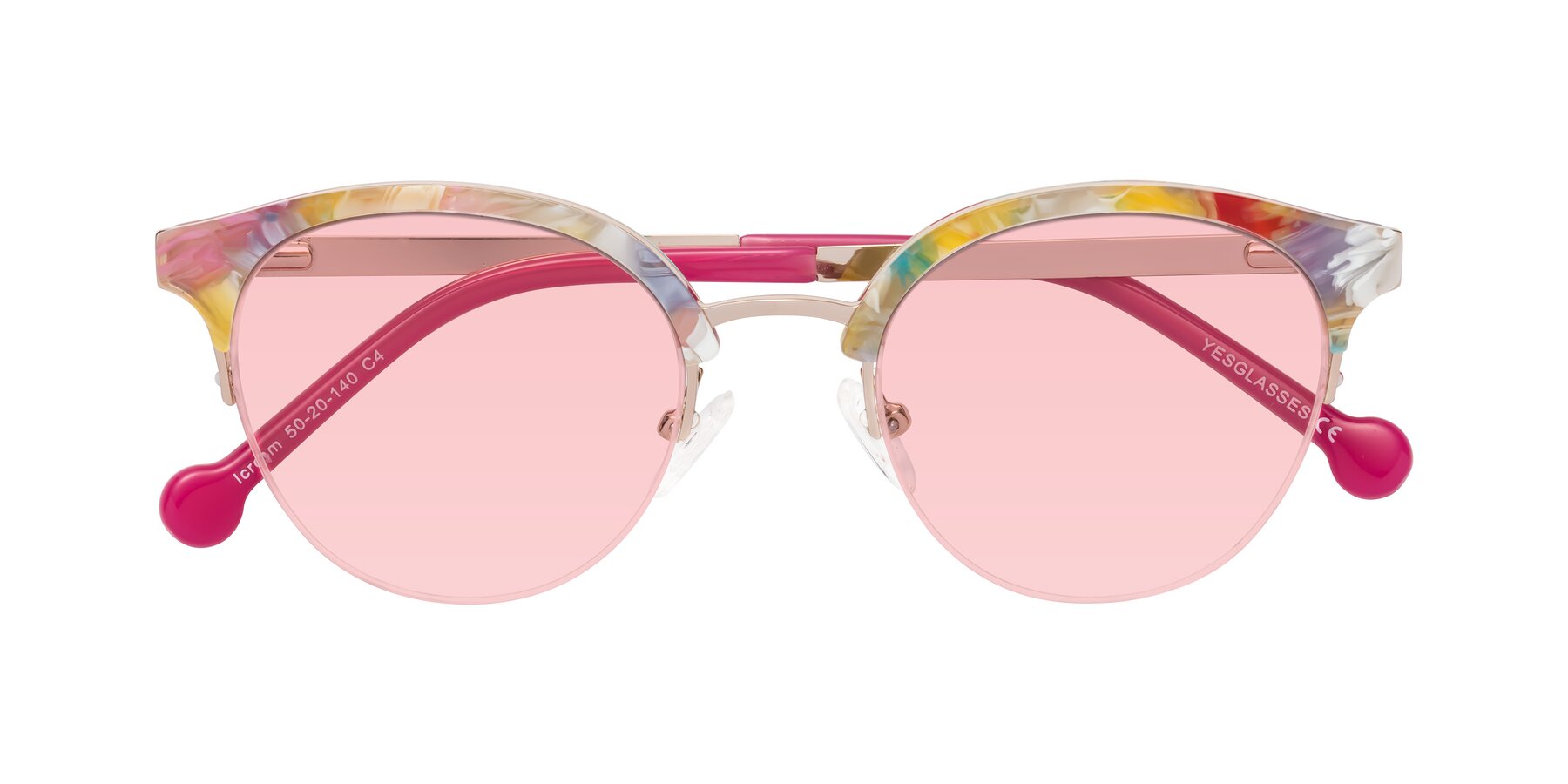 Folded Front of Icream in Fruit-Rose Gold with Light Garnet Tinted Lenses