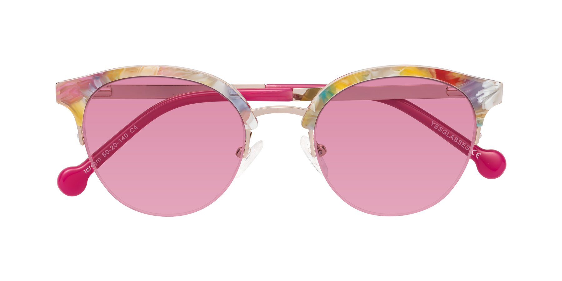 Folded Front of Icream in Fruit-Rose Gold with Medium Wine Tinted Lenses