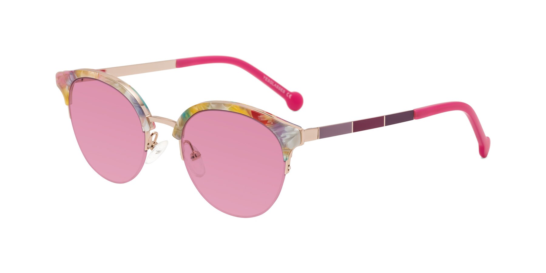 Angle of Icream in Fruit-Rose Gold with Medium Wine Tinted Lenses