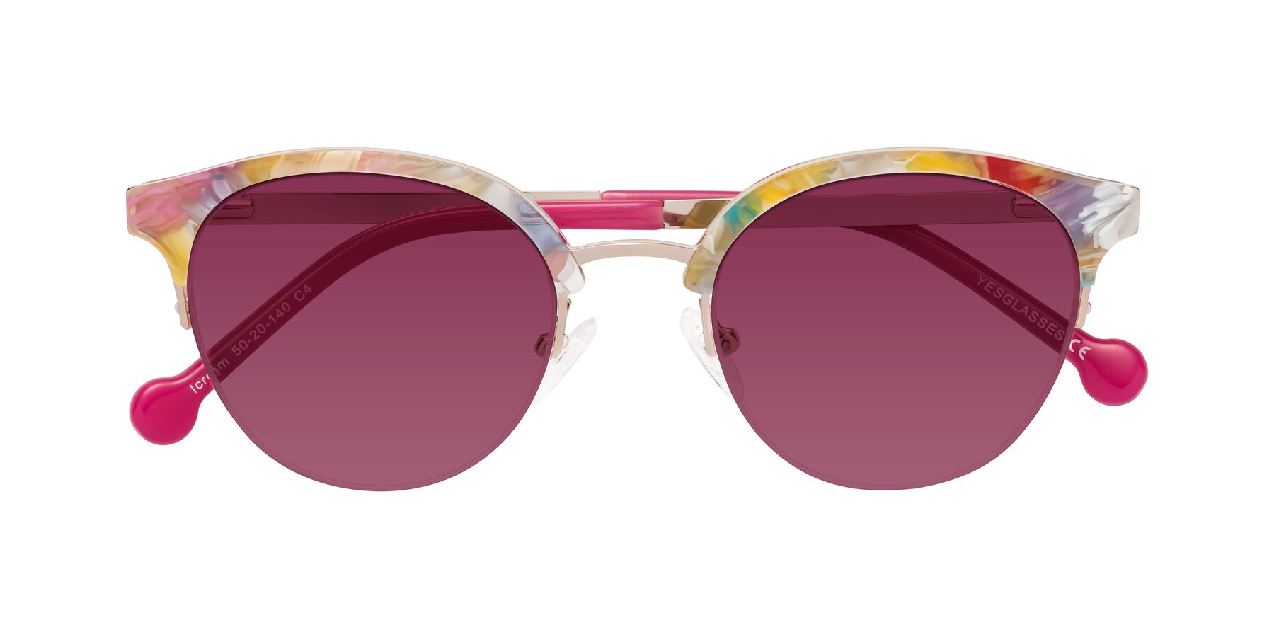 Folded Front of Icream in Fruit-Rose Gold with Wine Tinted Lenses