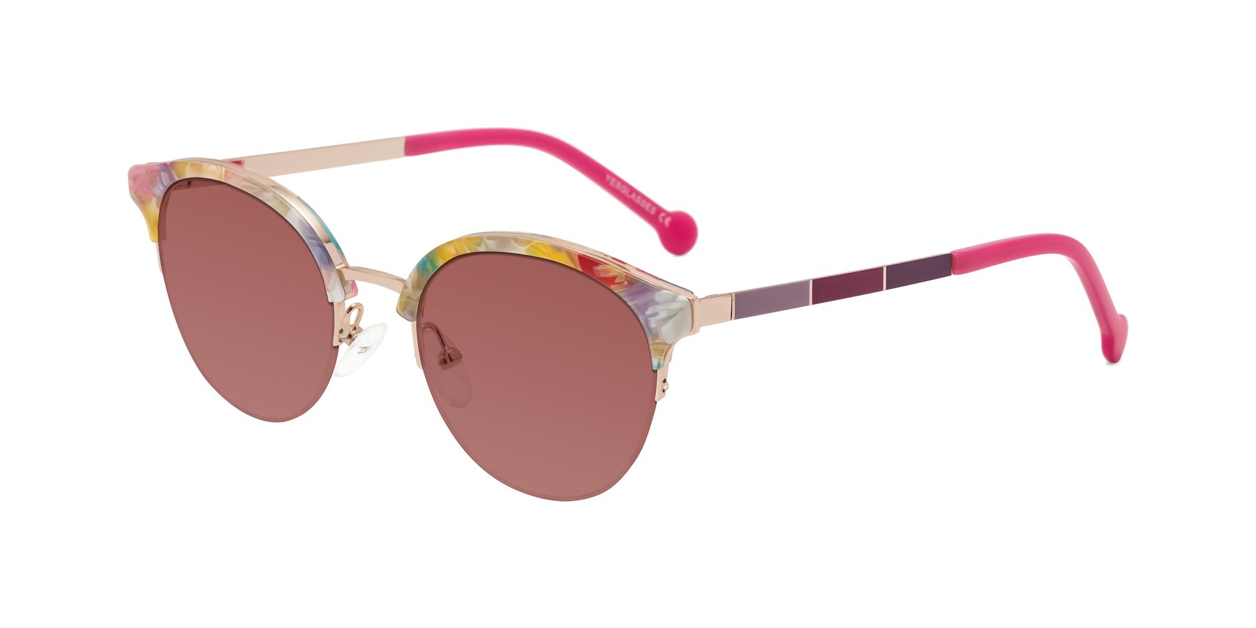 Angle of Icream in Fruit-Rose Gold with Garnet Tinted Lenses