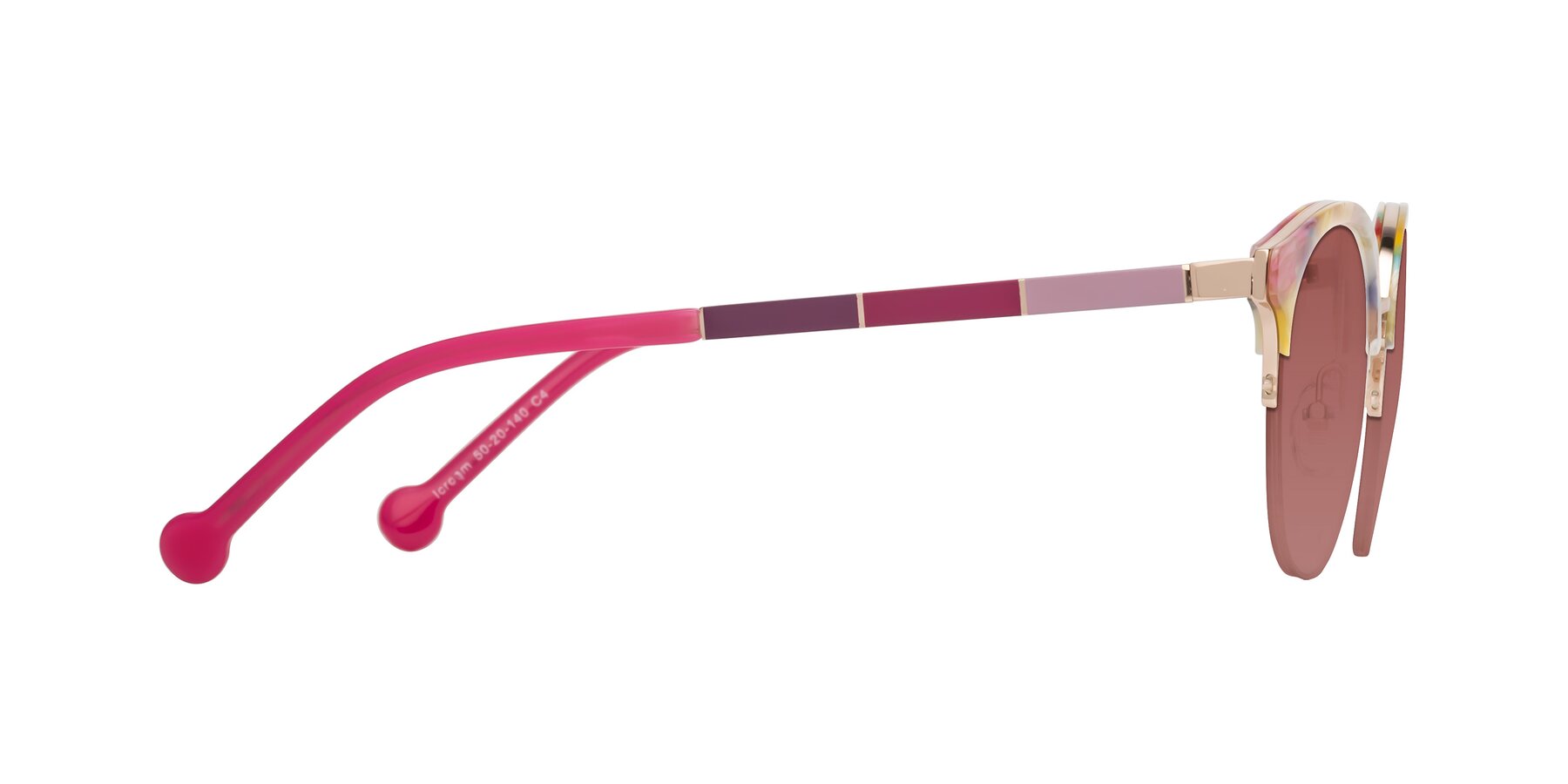 Side of Icream in Fruit-Rose Gold with Garnet Tinted Lenses