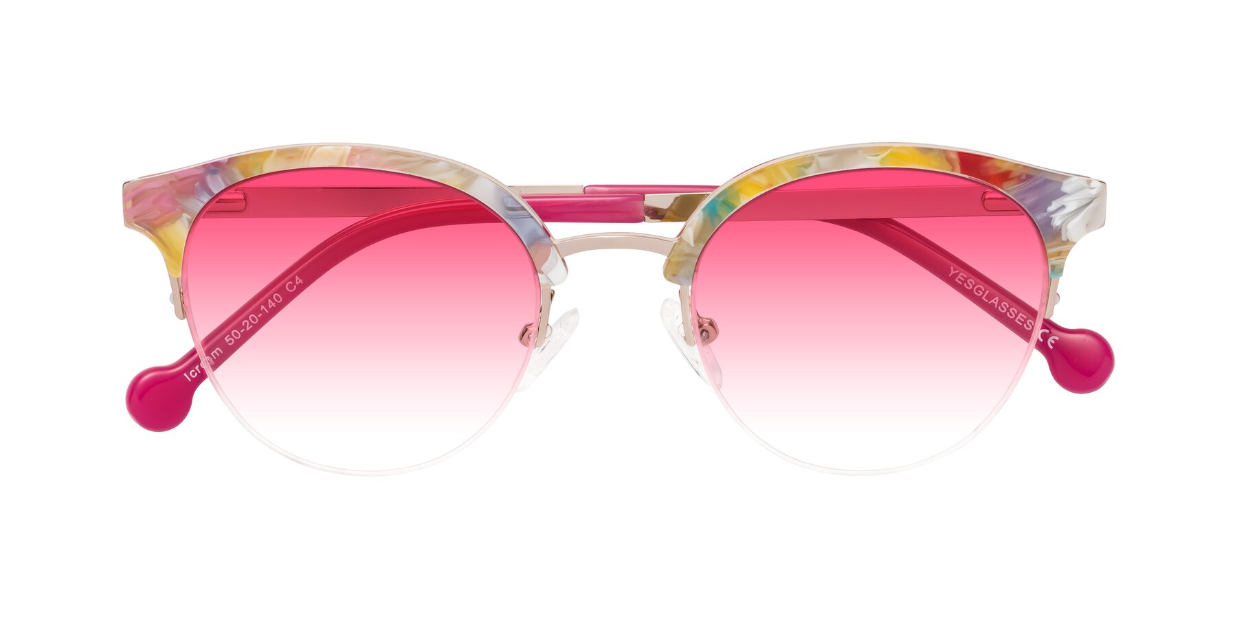 Folded Front of Icream in Fruit-Rose Gold with Pink Gradient Lenses