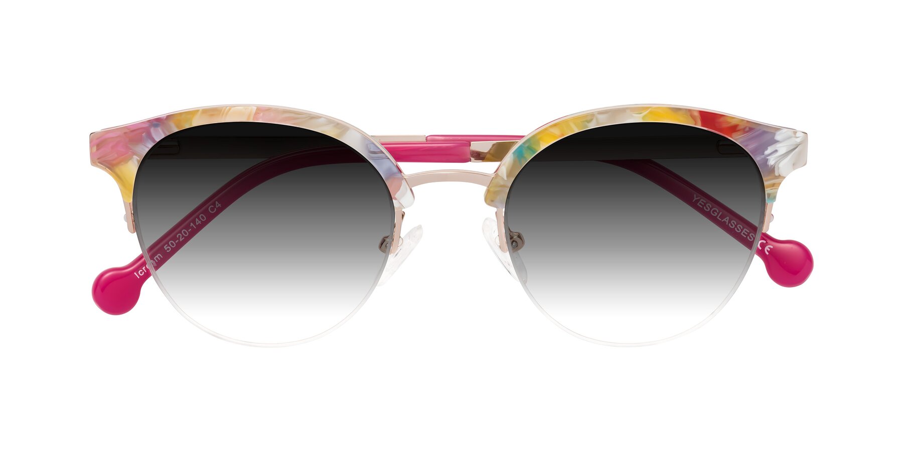 Folded Front of Icream in Fruit-Rose Gold with Gray Gradient Lenses