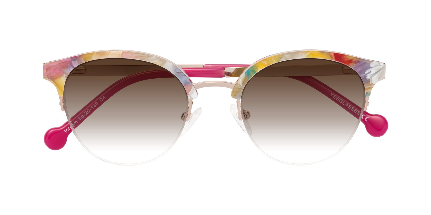 Folded Front of Icream in Fruit-Rose Gold with Brown Gradient Lenses