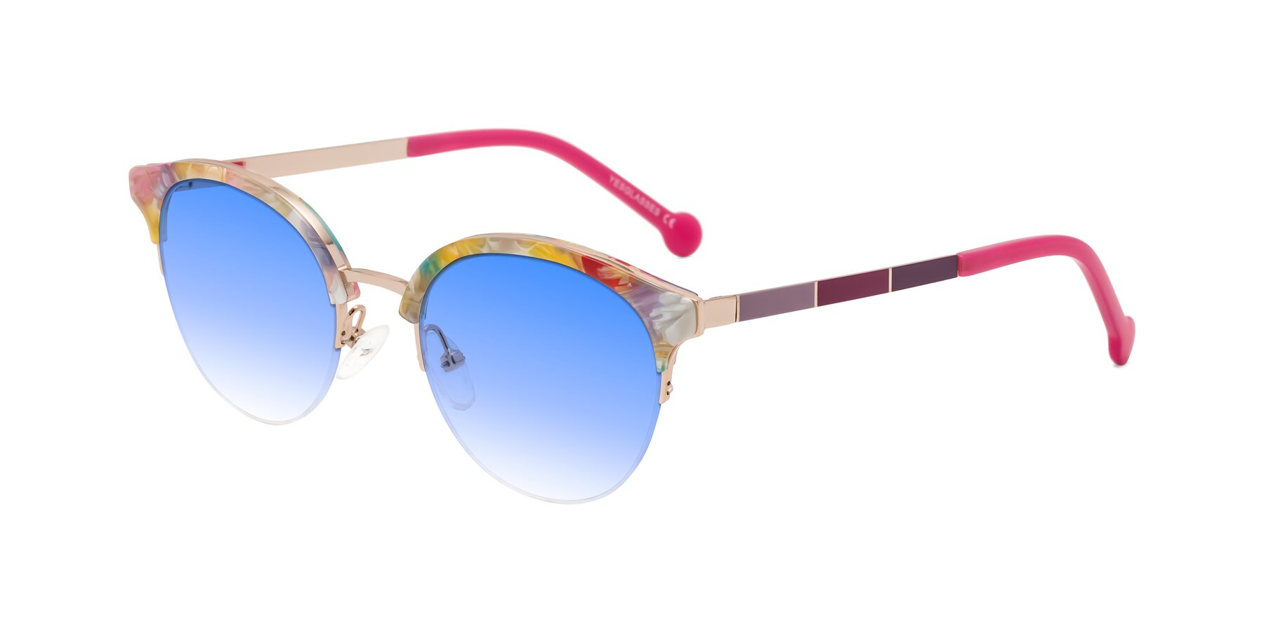 Angle of Icream in Fruit-Rose Gold with Blue Gradient Lenses