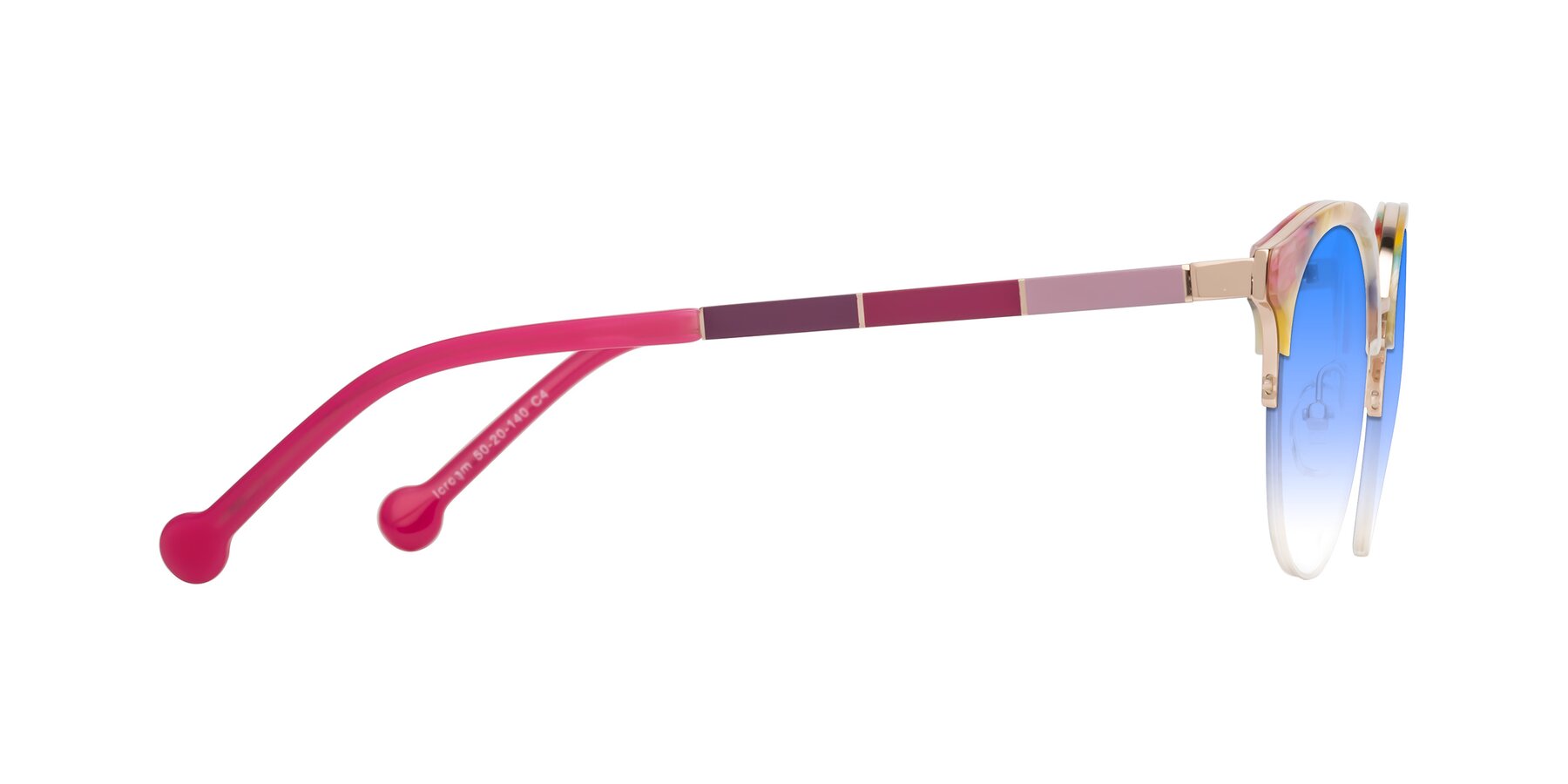 Side of Icream in Fruit-Rose Gold with Blue Gradient Lenses