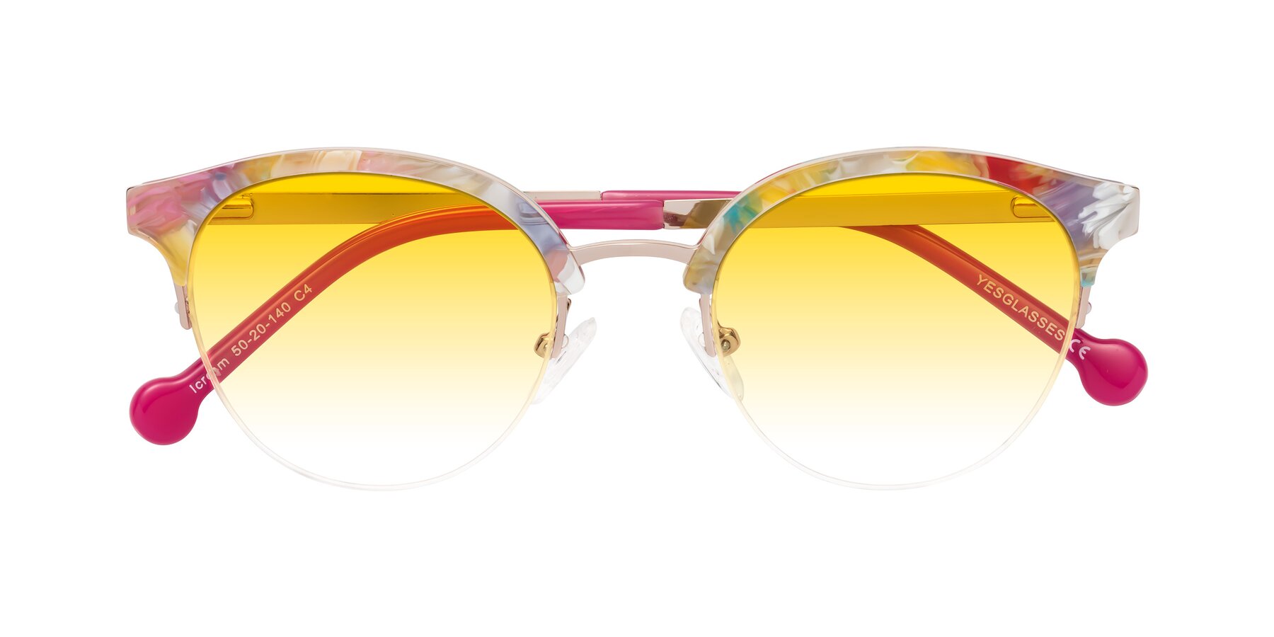 Folded Front of Icream in Fruit-Rose Gold with Yellow Gradient Lenses