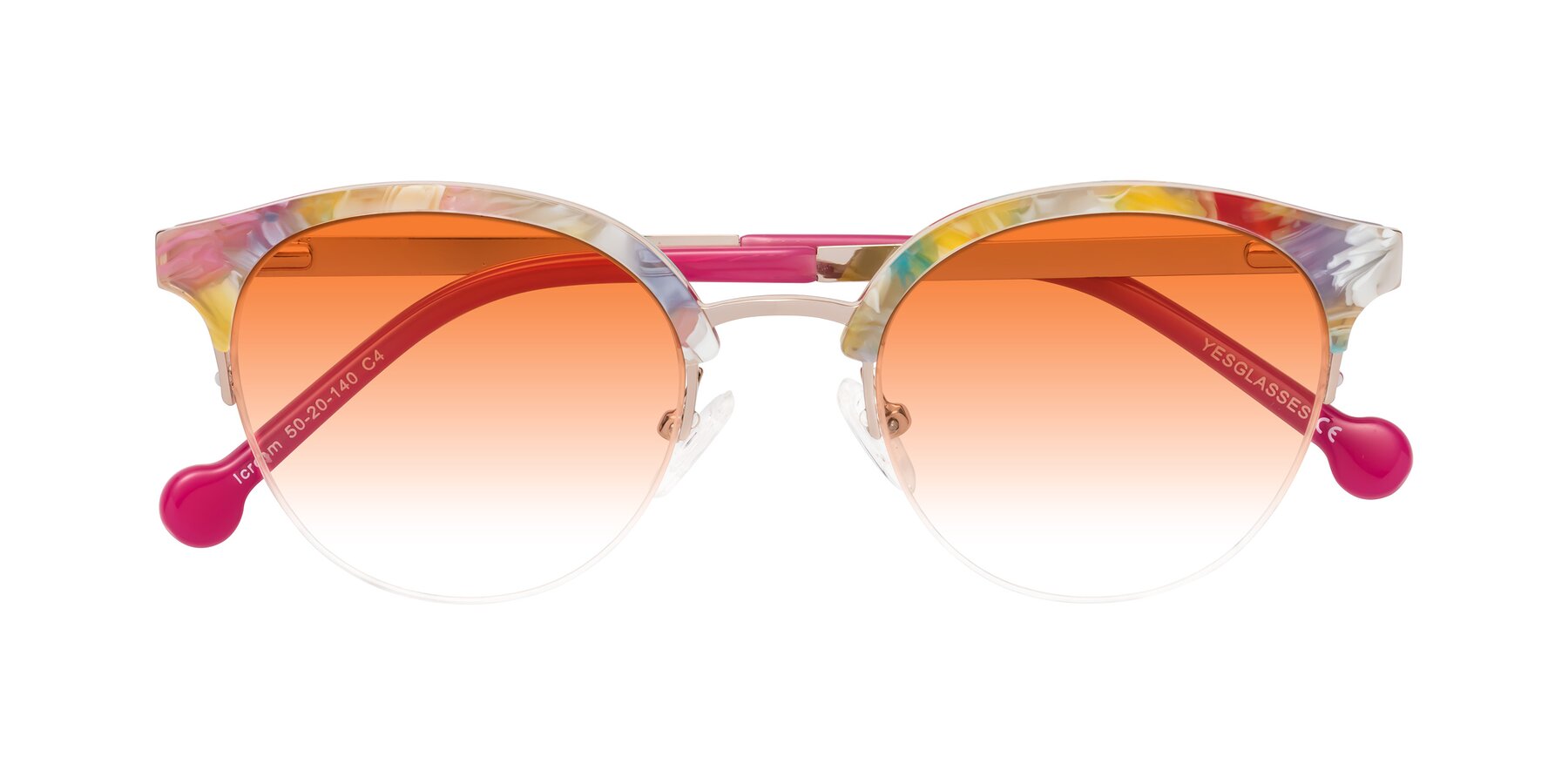 Folded Front of Icream in Fruit-Rose Gold with Orange Gradient Lenses