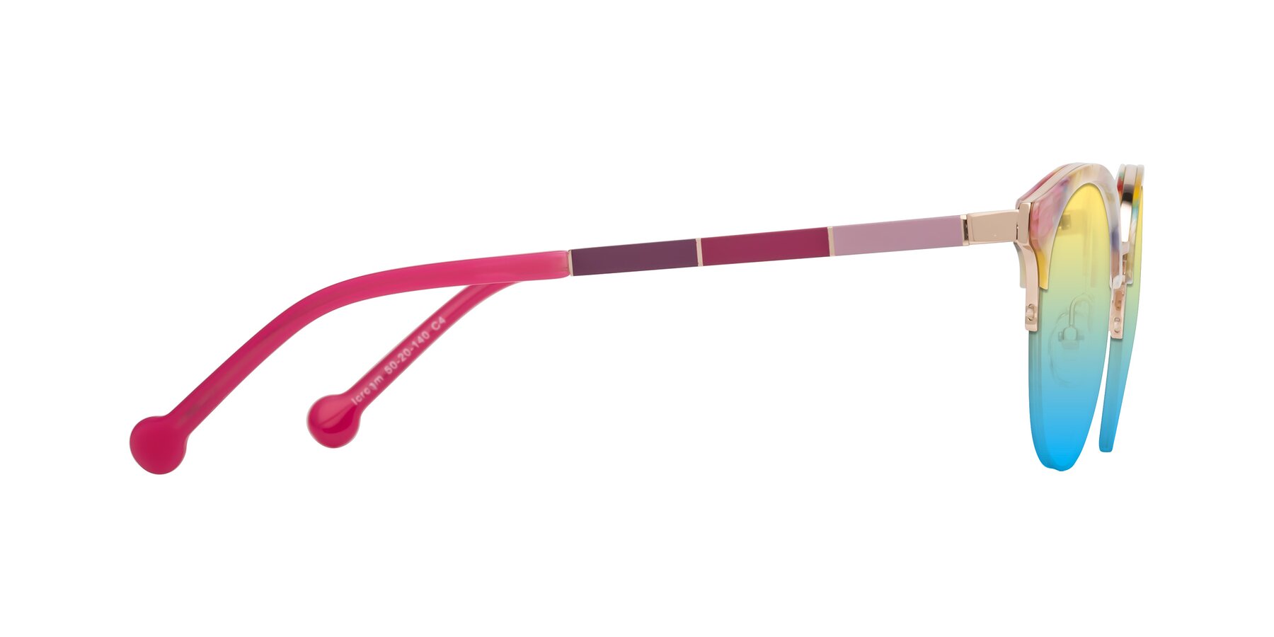 Side of Icream in Fruit-Rose Gold with Yellow / Blue Gradient Lenses