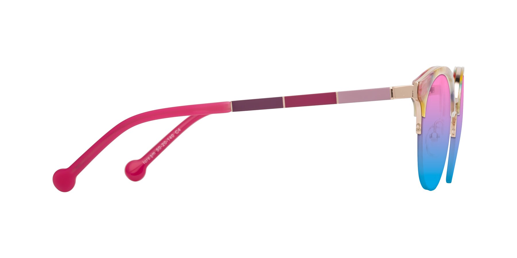 Side of Icream in Fruit-Rose Gold with Pink / Blue Gradient Lenses