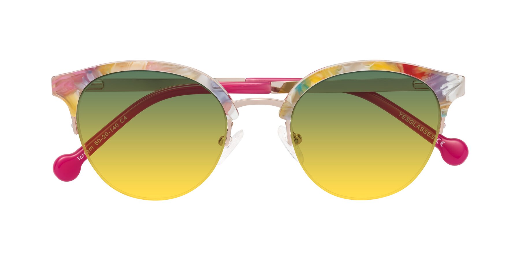 Folded Front of Icream in Fruit-Rose Gold with Green / Yellow Gradient Lenses