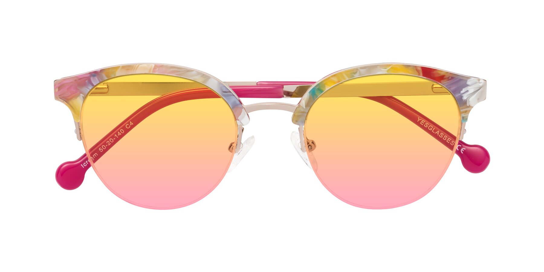 Folded Front of Icream in Fruit-Rose Gold with Yellow / Pink Gradient Lenses