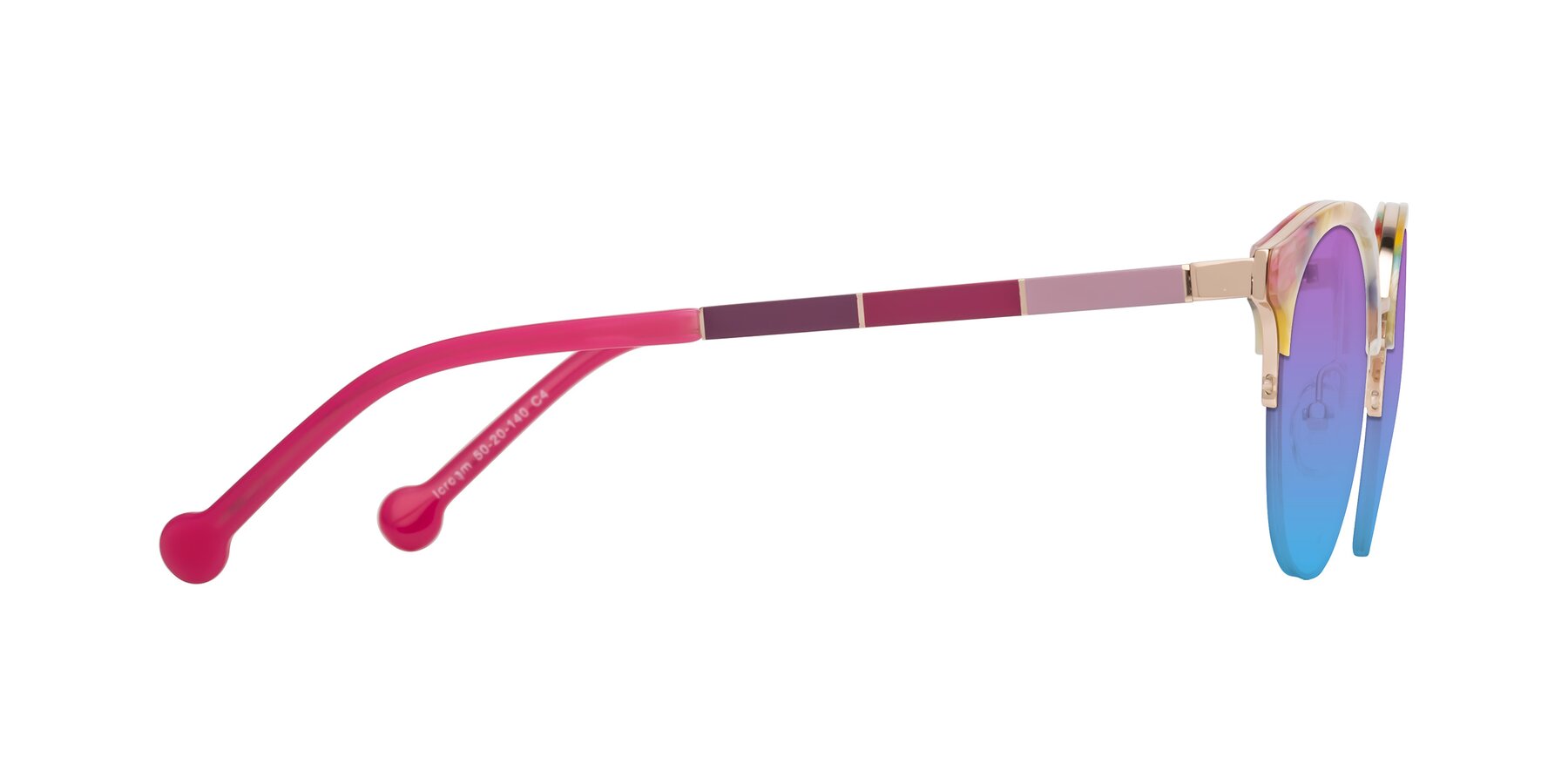 Side of Icream in Fruit-Rose Gold with Purple / Blue Gradient Lenses