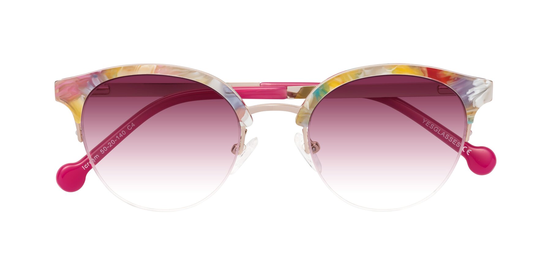 Folded Front of Icream in Fruit-Rose Gold with Wine Gradient Lenses