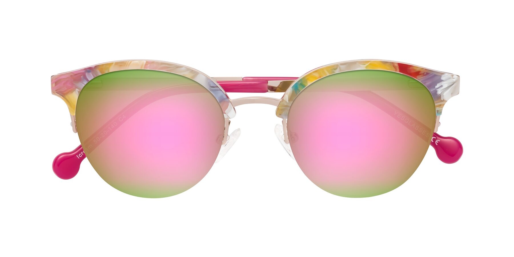 Folded Front of Icream in Fruit-Rose Gold with Pink Mirrored Lenses