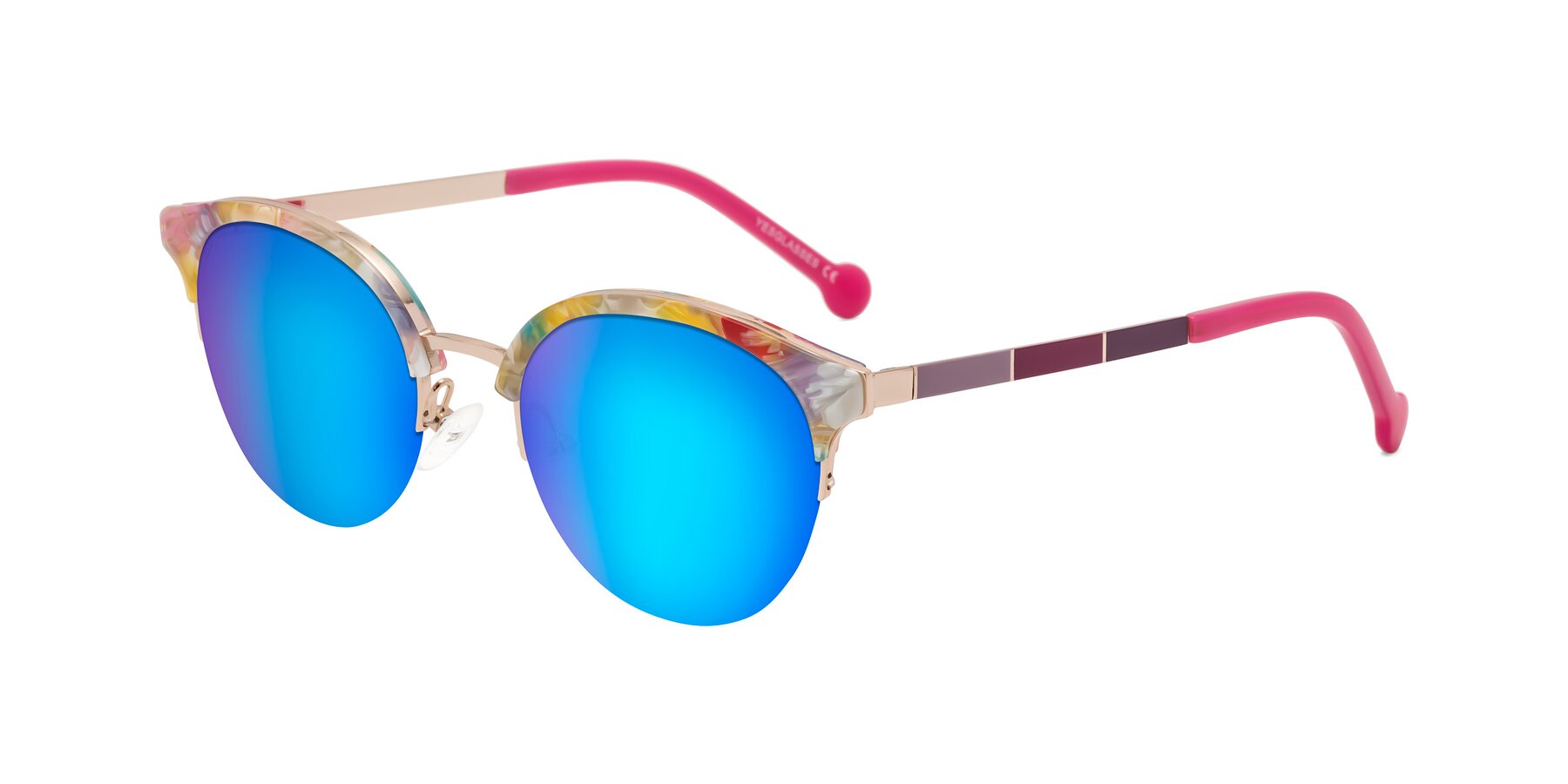 Angle of Icream in Fruit-Rose Gold with Blue Mirrored Lenses